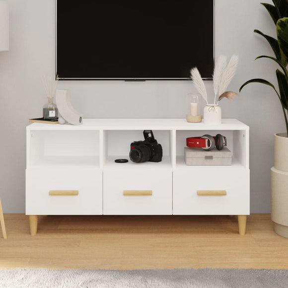 NNEVL TV Cabinet White 102x36x50 cm Engineered Wood