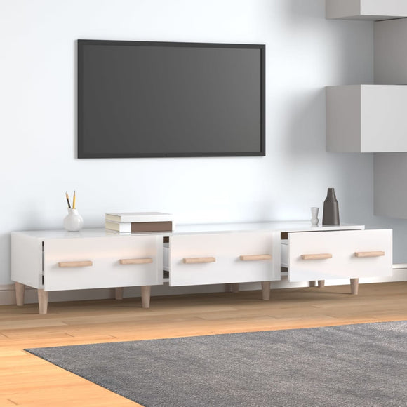 NNEVL TV Cabinet High Gloss White 150x34.5x30 cm Engineered Wood