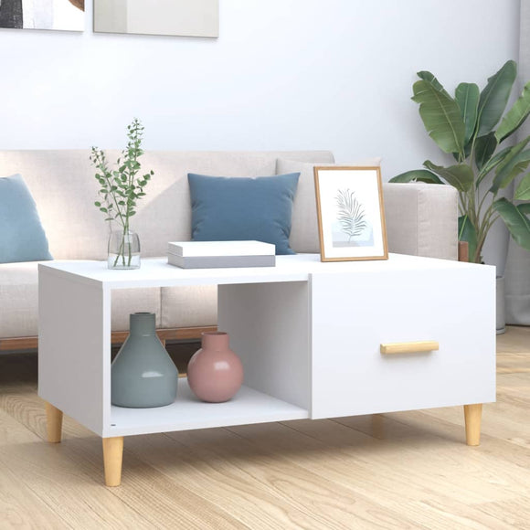 NNEVL Coffee Table White 89.5x50x40 cm Engineered Wood