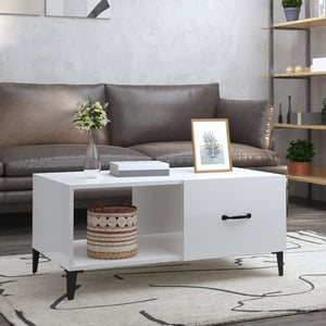 NNEVL Coffee Table High Gloss White 90x50x40 cm Engineered Wood
