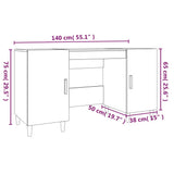 NNEVL Desk White 140x50x75 cm Engineered Wood