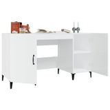 NNEVL Desk High Gloss White 140x50x75 cm Engineered Wood