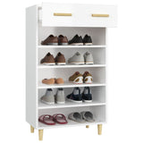 NNEVL Shoe Cabinet High Gloss White 60x35x105 cm Engineered Wood