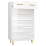 NNEVL Shoe Cabinet High Gloss White 60x35x105 cm Engineered Wood