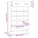 NNEVL Shoe Cabinet High Gloss White 60x35x105 cm Engineered Wood