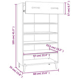 NNEVL Shoe Cabinet White 60x35x105 cm Engineered Wood
