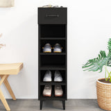 NNEVL Shoe Cabinet Black 30x35x105 cm Engineered Wood
