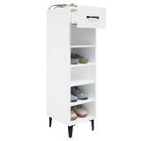 NNEVL Shoe Cabinet High Gloss White 30x35x105 cm Engineered Wood