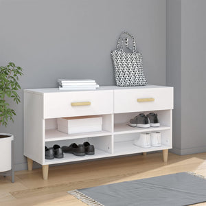 NNEVL Shoe Cabinet White 102x35x55 cm Engineered Wood