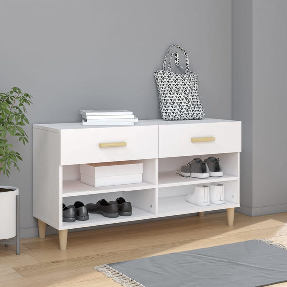 NNEVL Shoe Cabinet White 102x35x55 cm Engineered Wood