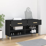 NNEVL Shoe Cabinet Black 102x35x55 cm Engineered Wood