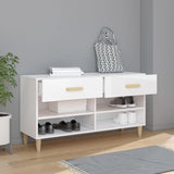 NNEVL Shoe Cabinet High Gloss White 102x35x55 cm Engineered Wood
