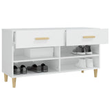 NNEVL Shoe Cabinet High Gloss White 102x35x55 cm Engineered Wood