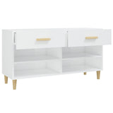 NNEVL Shoe Cabinet High Gloss White 102x35x55 cm Engineered Wood