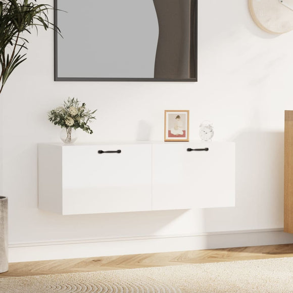 NNEVL Wall Cabinet High Gloss White 100x36.5x35 cm Engineered Wood