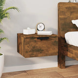 NNEVL Wall-mounted Bedside Cabinets 2 pcs Smoked Oak 34x30x20 cm