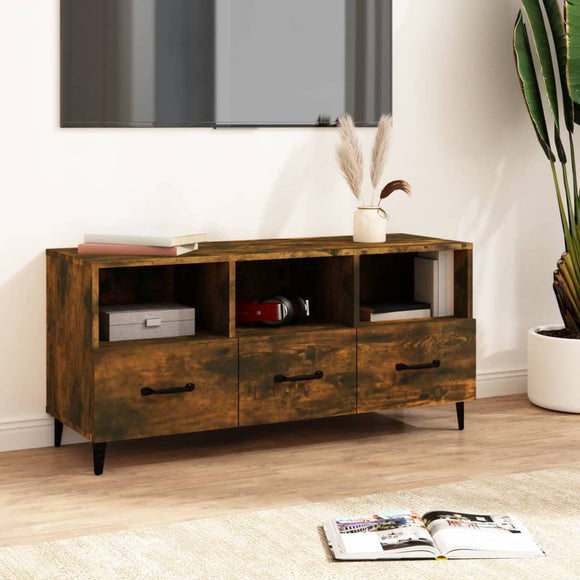 NNEVL TV Cabinet Smoked Oak 102x35x50 cm Engineered Wood