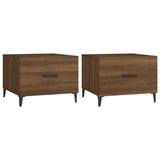 NNEVL Coffee Tables with Metal Legs 2 pcs Brown Oak 50x50x40 cm