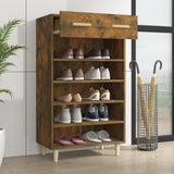 NNEVL Shoe Cabinet Smoked Oak 60x35x105 cm Engineered Wood