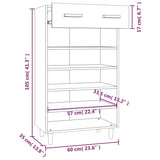 NNEVL Shoe Cabinet Smoked Oak 60x35x105 cm Engineered Wood