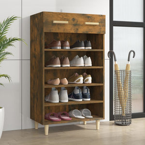 NNEVL Shoe Cabinet Smoked Oak 60x35x105 cm Engineered Wood