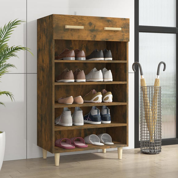 NNEVL Shoe Cabinet Smoked Oak 60x35x105 cm Engineered Wood