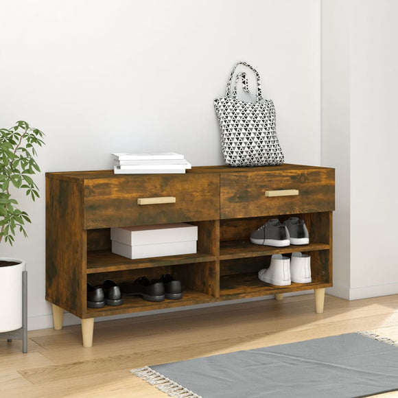 NNEVL Shoe Cabinet Smoked Oak 102x35x55 cm Engineered Wood