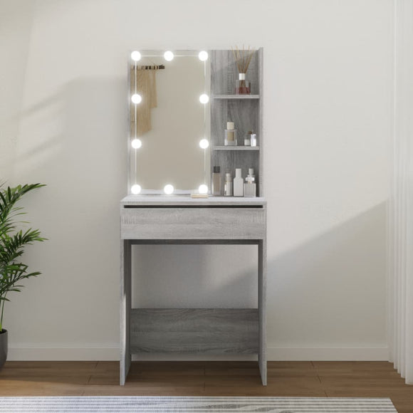 NNEVL Dressing Table with LED Grey Sonoma 60x40x140 cm