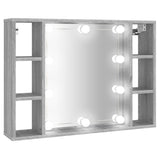 NNEVL Mirror Cabinet with LED Grey Sonoma 76x15x55 cm