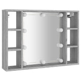 NNEVL Mirror Cabinet with LED Grey Sonoma 76x15x55 cm