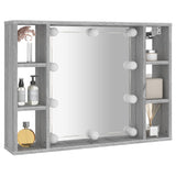 NNEVL Mirror Cabinet with LED Grey Sonoma 76x15x55 cm