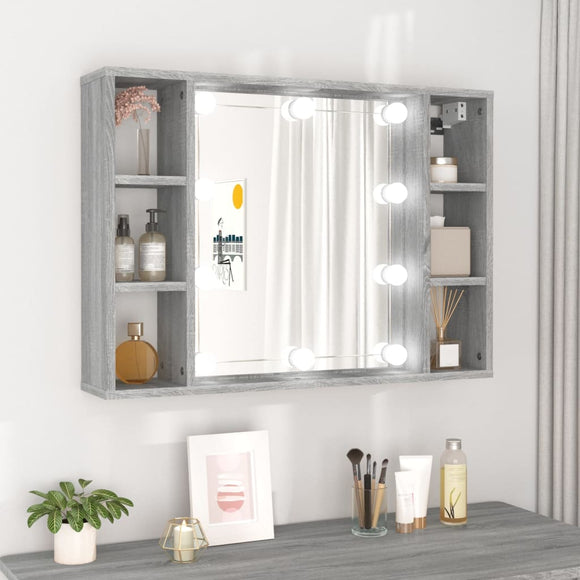 NNEVL Mirror Cabinet with LED Grey Sonoma 76x15x55 cm