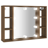 NNEVL Mirror Cabinet with LED Brown Oak 76x15x55 cm