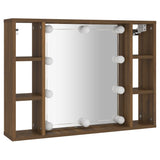 NNEVL Mirror Cabinet with LED Brown Oak 76x15x55 cm