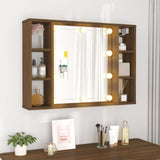 NNEVL Mirror Cabinet with LED Brown Oak 76x15x55 cm