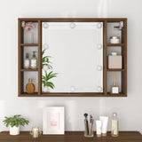 NNEVL Mirror Cabinet with LED Brown Oak 76x15x55 cm