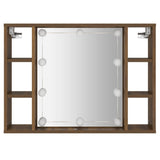 NNEVL Mirror Cabinet with LED Brown Oak 76x15x55 cm