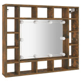 NNEVL Mirror Cabinet with LED Smoked Oak 91x15x76.5 cm