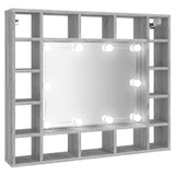 NNEVL Mirror Cabinet with LED Grey Sonoma 91x15x76.5 cm