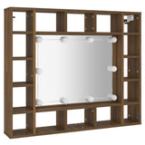 NNEVL Mirror Cabinet with LED Brown Oak 91x15x76.5 cm