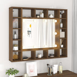 NNEVL Mirror Cabinet with LED Brown Oak 91x15x76.5 cm