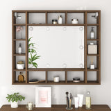 NNEVL Mirror Cabinet with LED Brown Oak 91x15x76.5 cm