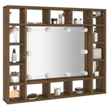 NNEVL Mirror Cabinet with LED Brown Oak 91x15x76.5 cm