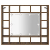 NNEVL Mirror Cabinet with LED Brown Oak 91x15x76.5 cm