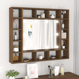 NNEVL Mirror Cabinet with LED Brown Oak 91x15x76.5 cm