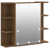 NNEVL Mirror Cabinet with LED Brown Oak 70x16.5x60 cm
