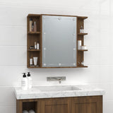 NNEVL Mirror Cabinet with LED Brown Oak 70x16.5x60 cm