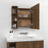NNEVL Mirror Cabinet with LED Brown Oak 70x16.5x60 cm
