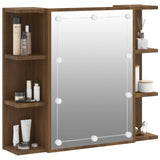 NNEVL Mirror Cabinet with LED Brown Oak 70x16.5x60 cm