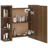 NNEVL Mirror Cabinet with LED Brown Oak 70x16.5x60 cm